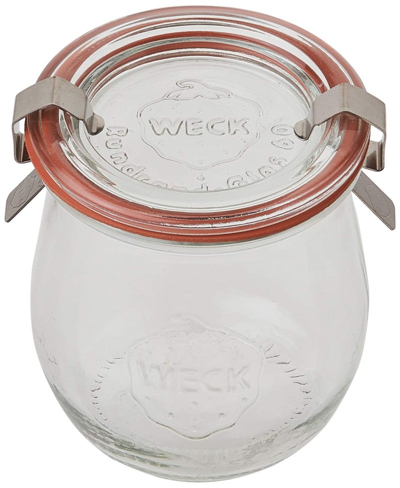 Weck Mini Tulip Jelly Jar with Glass Lids 6 Rings and 12 Clamps, 6 Count (Pack of 1) - Image 1